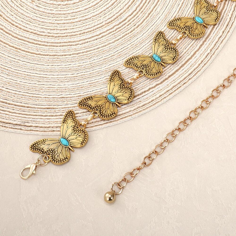 7399 Women Western Metal Gold Chain Belt Concho Cowgirl Waist Link - Picture 6 of 6